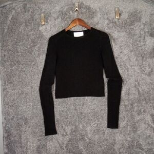 Maria McManus Black Cropped Sweater Cashmere Organic Cotton Blend Womens Xs